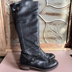 Paul Green over the knee black leather boots, UK5/US7.5